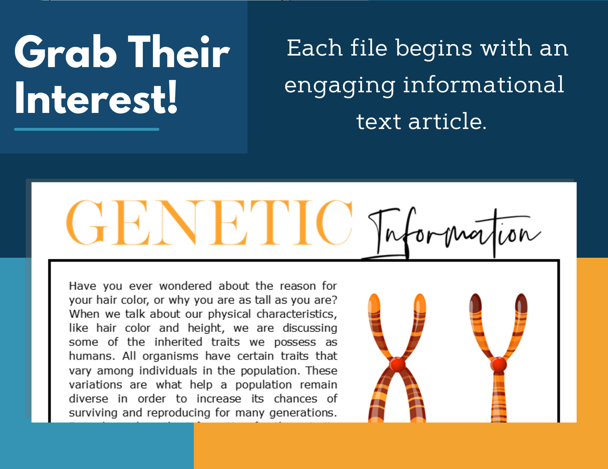 MS 6th 7th 8th Science Reading Comprehension Passages - VOL. 3 - Genetic Information