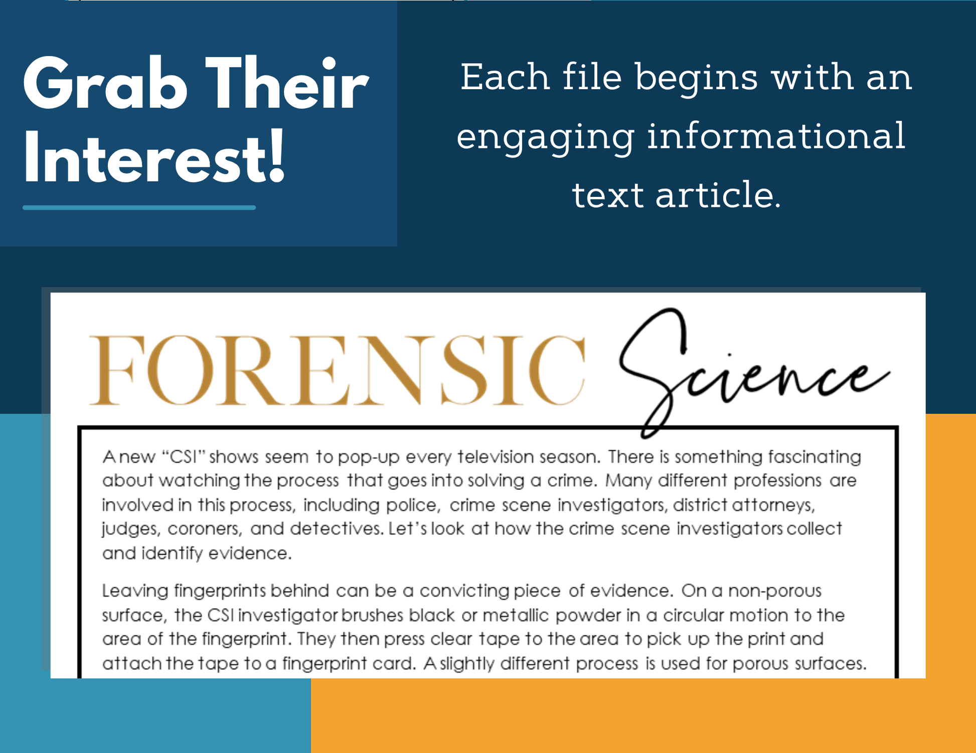 MS 6th 7th 8th Science Reading Comprehension Passages - Forensic Science