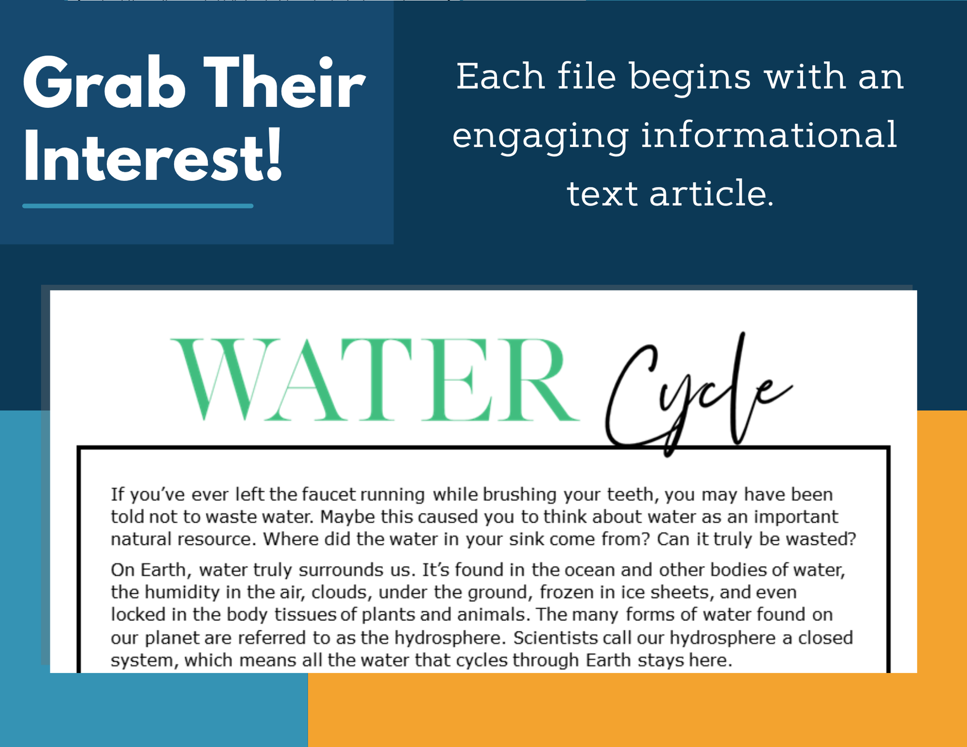 MS 6th 7th 8th Science Reading Comprehension Passages - VOL. 2 - Water Cycle