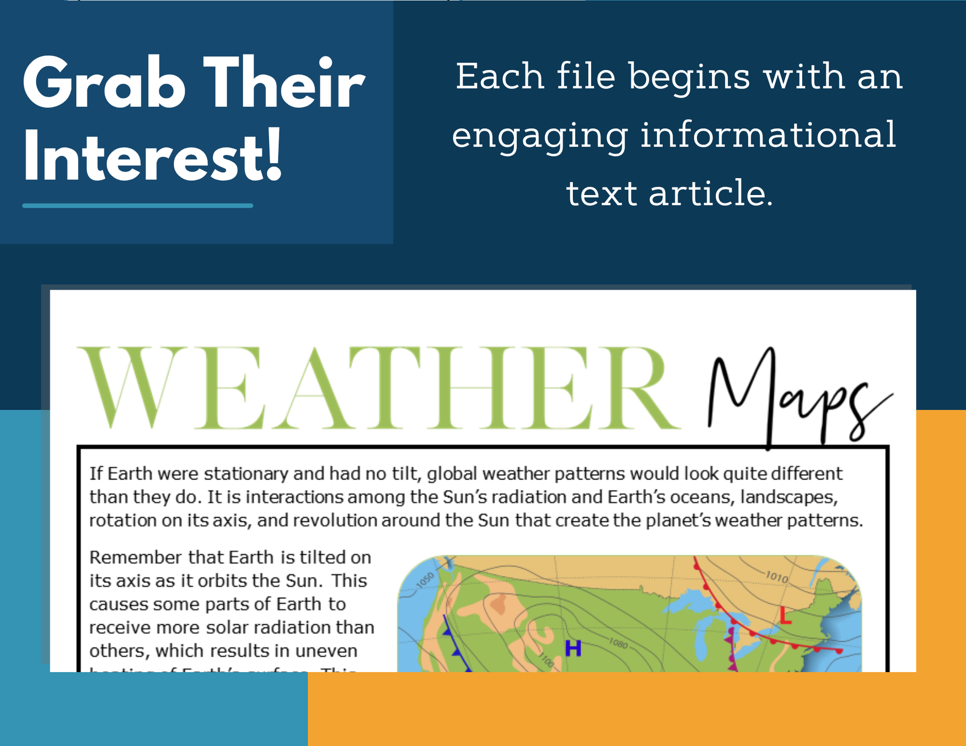 MS 6th 7th 8th Science Reading Comprehension Passages - VOL. 2 - Weather Maps