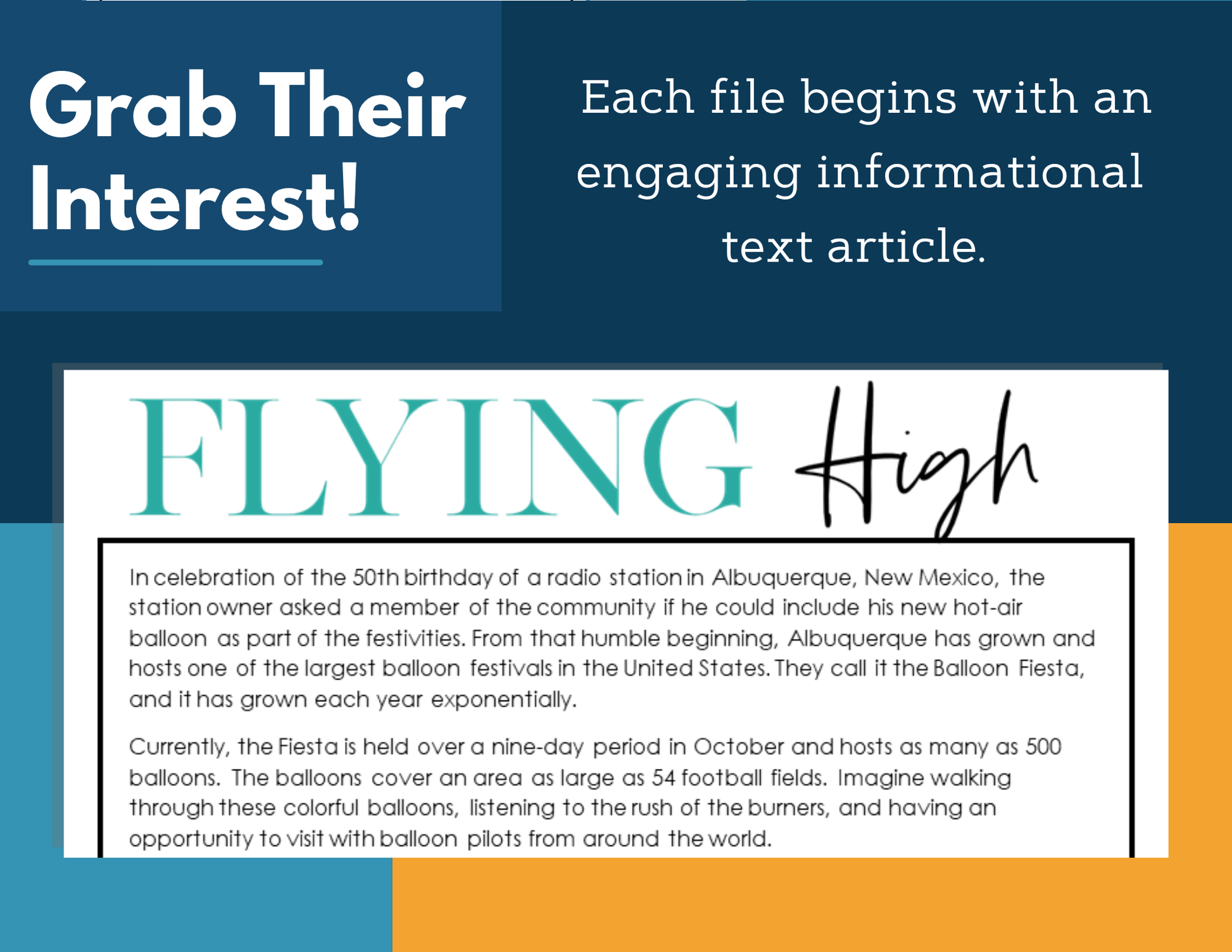 MS 6th 7th 8th Science Reading Comprehension Passages - Flying High