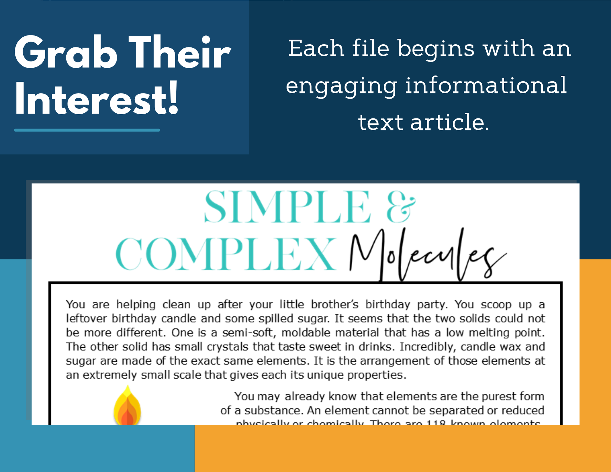 MS 6th 7th 8th Science Reading Comprehension Passages - VOL. 4 - Simple and Complex Molecules