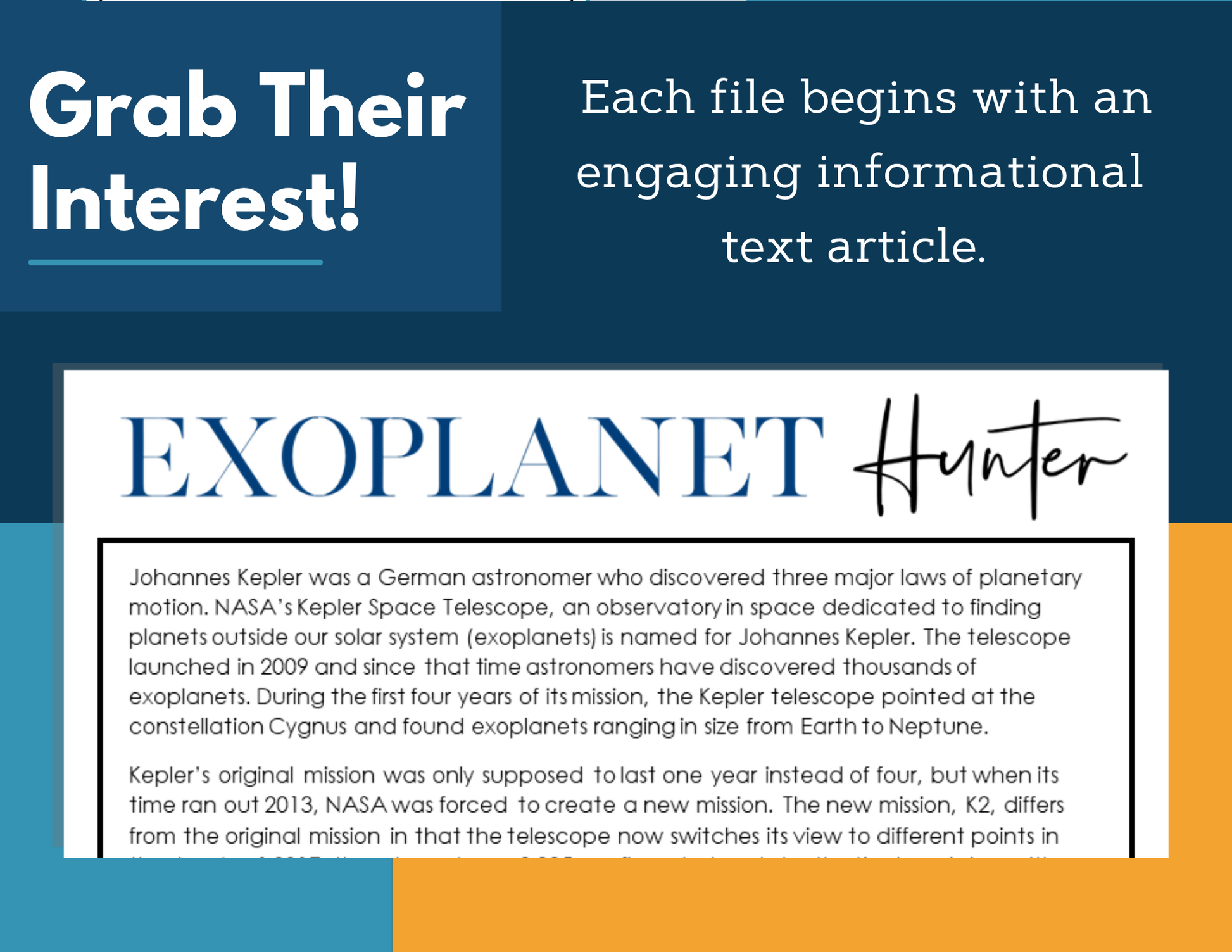 MS 6th 7th 8th Science Reading Comprehension Passages - Exoplanet Hunter