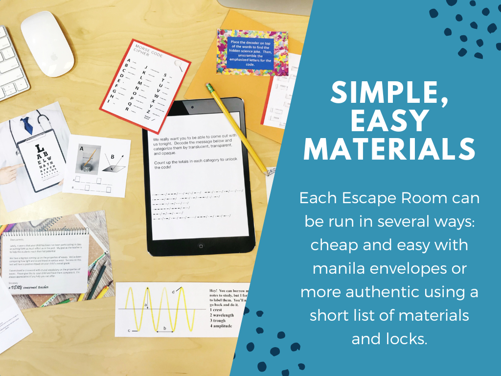 Waves Science Escape Room - 6th 7th 8th Grade Science Review Activity
