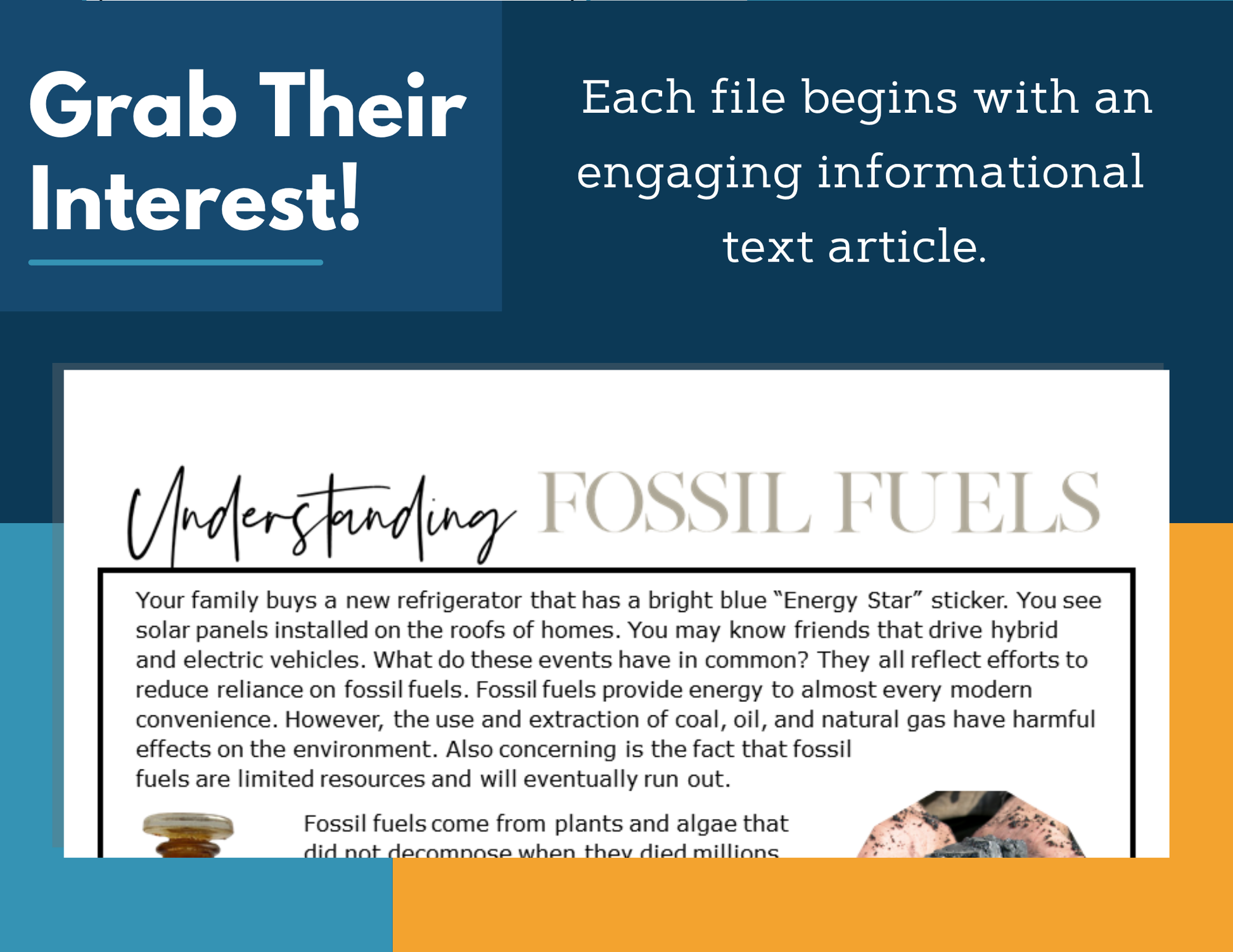 MS 6th 7th 8th Science Reading Comprehension Passages - VOL. 2 - Understanding Fossil Fuels