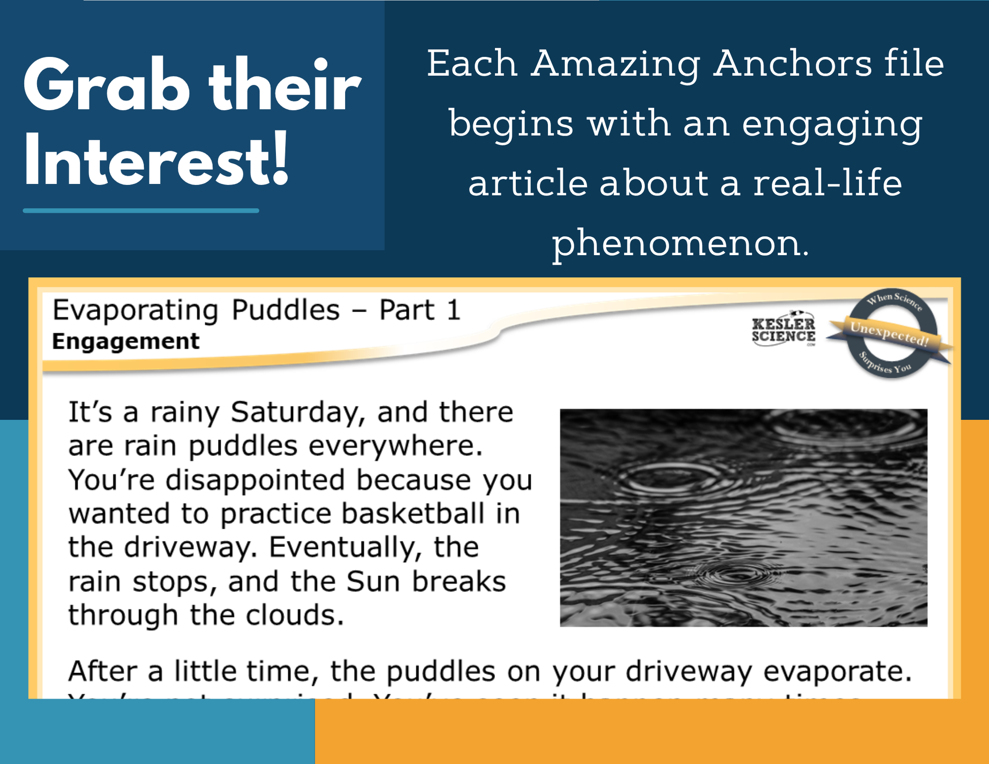 Amazing Anchors Water Cycle (Evaporating Puddles) - NGSS MS ESS2-4
