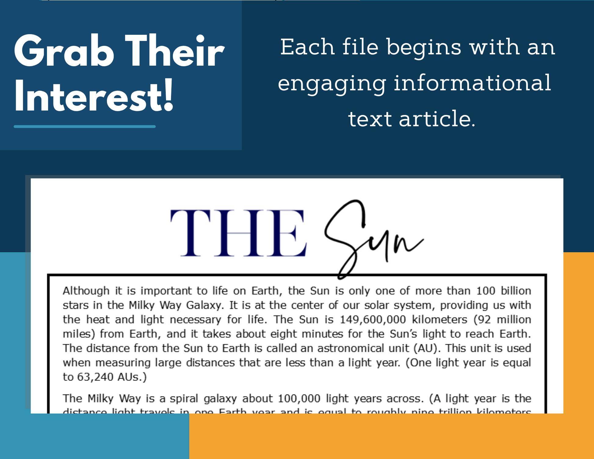 MS 6th 7th 8th Science Reading Comprehension Passages - VOL. 2 - The Sun