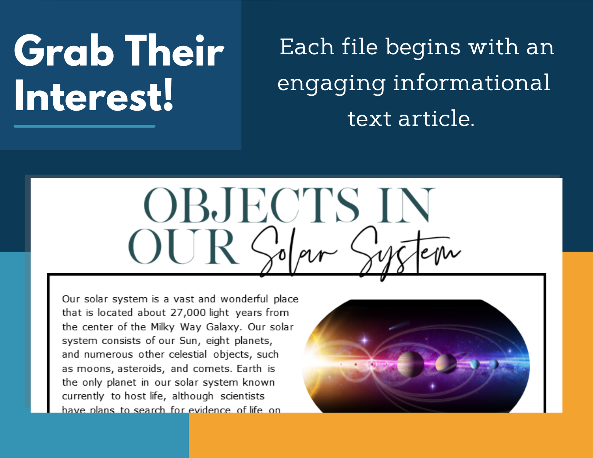 MS 6th 7th 8th Science Reading Comprehension Passages - VOL. 2 - Objects in our Solar System