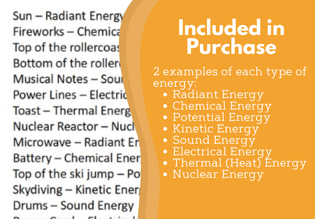 Energy Types Card Sort or Lab Station Activity