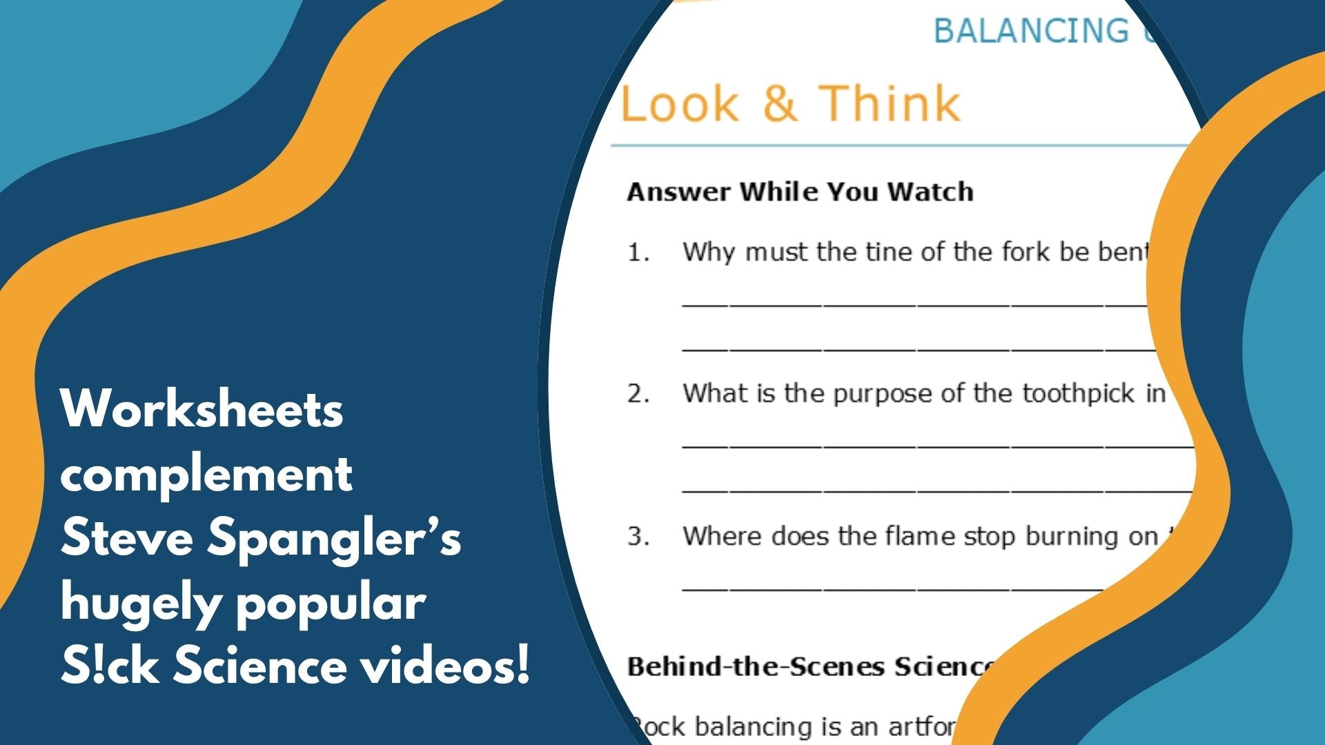 Balancing Utensils - Spangler Video Worksheets with CER