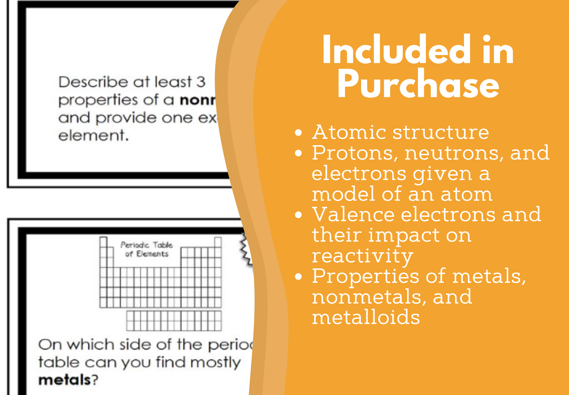 Chemistry Task Cards #1: Atomic Structure, Reactivity, & Properties of Elements