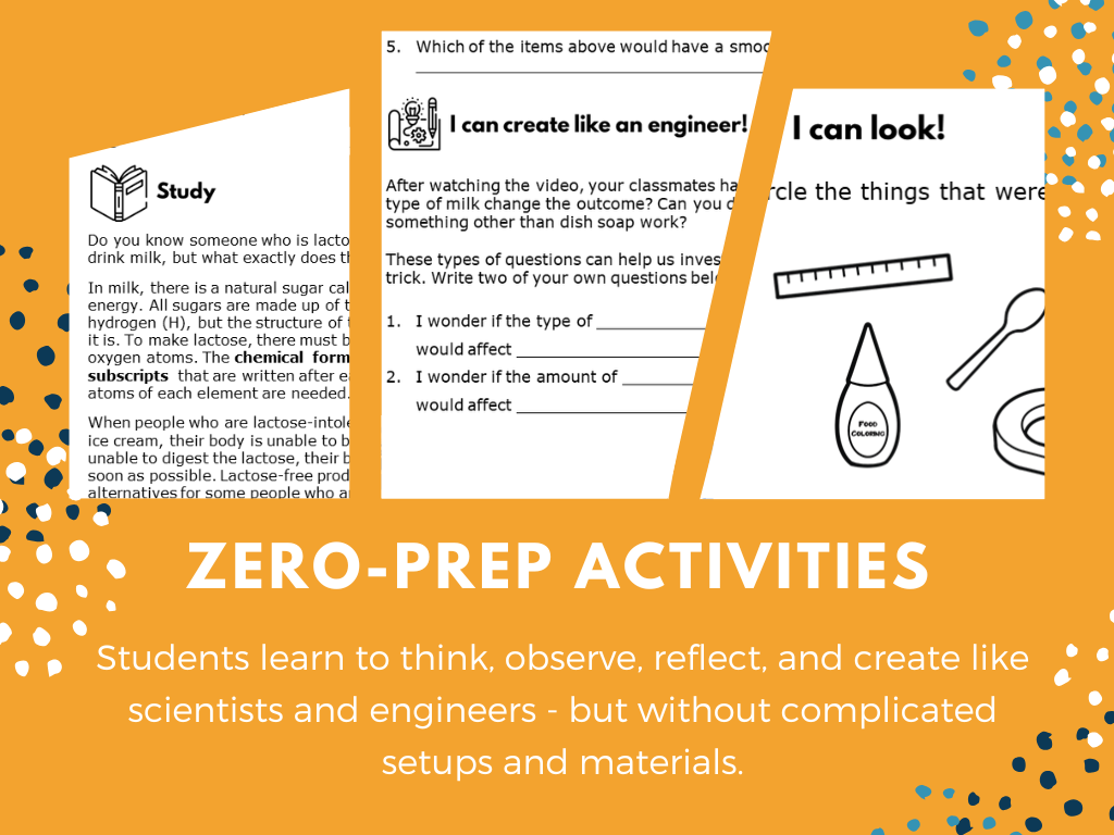 STEM Starters - Color Changing Milk - No-Prep PreK-8
