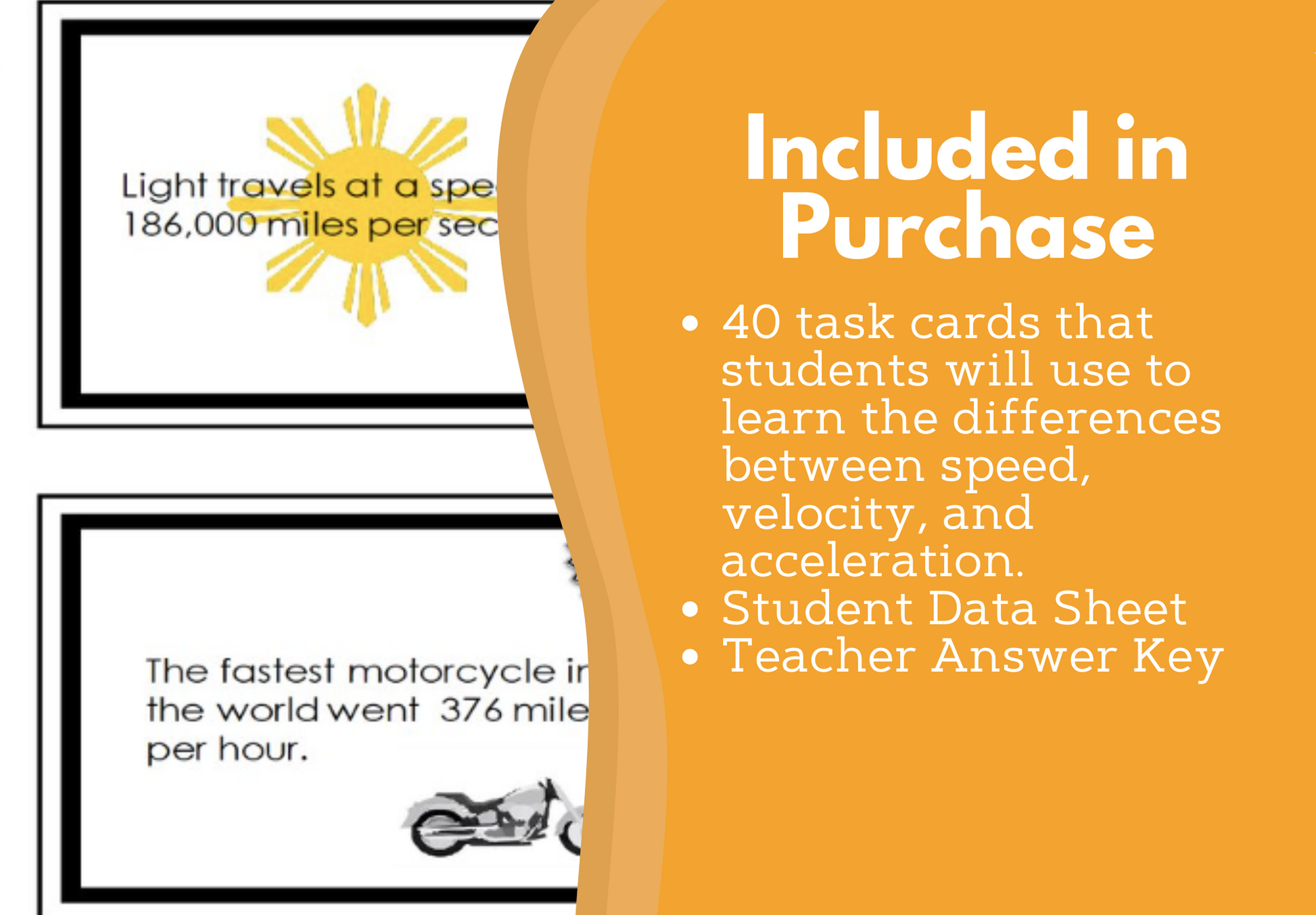 Speed, Velocity, and Acceleration Task Cards