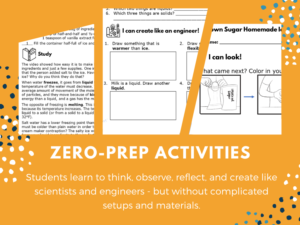 STEM Starters - Brown Sugar Ice Cream - No-Prep PreK-8