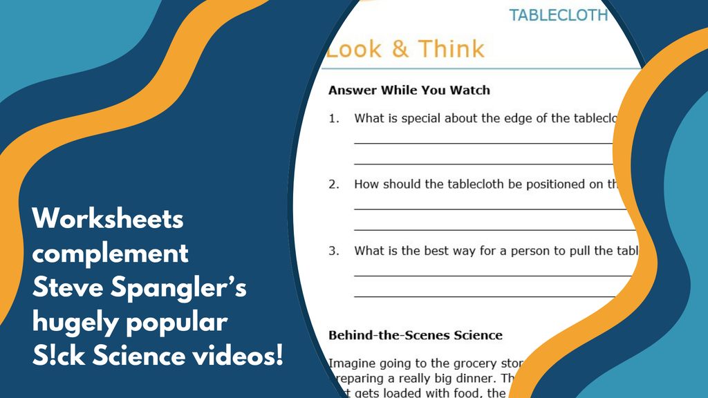 Tablecloth Trick - Spangler Video Worksheets with CER