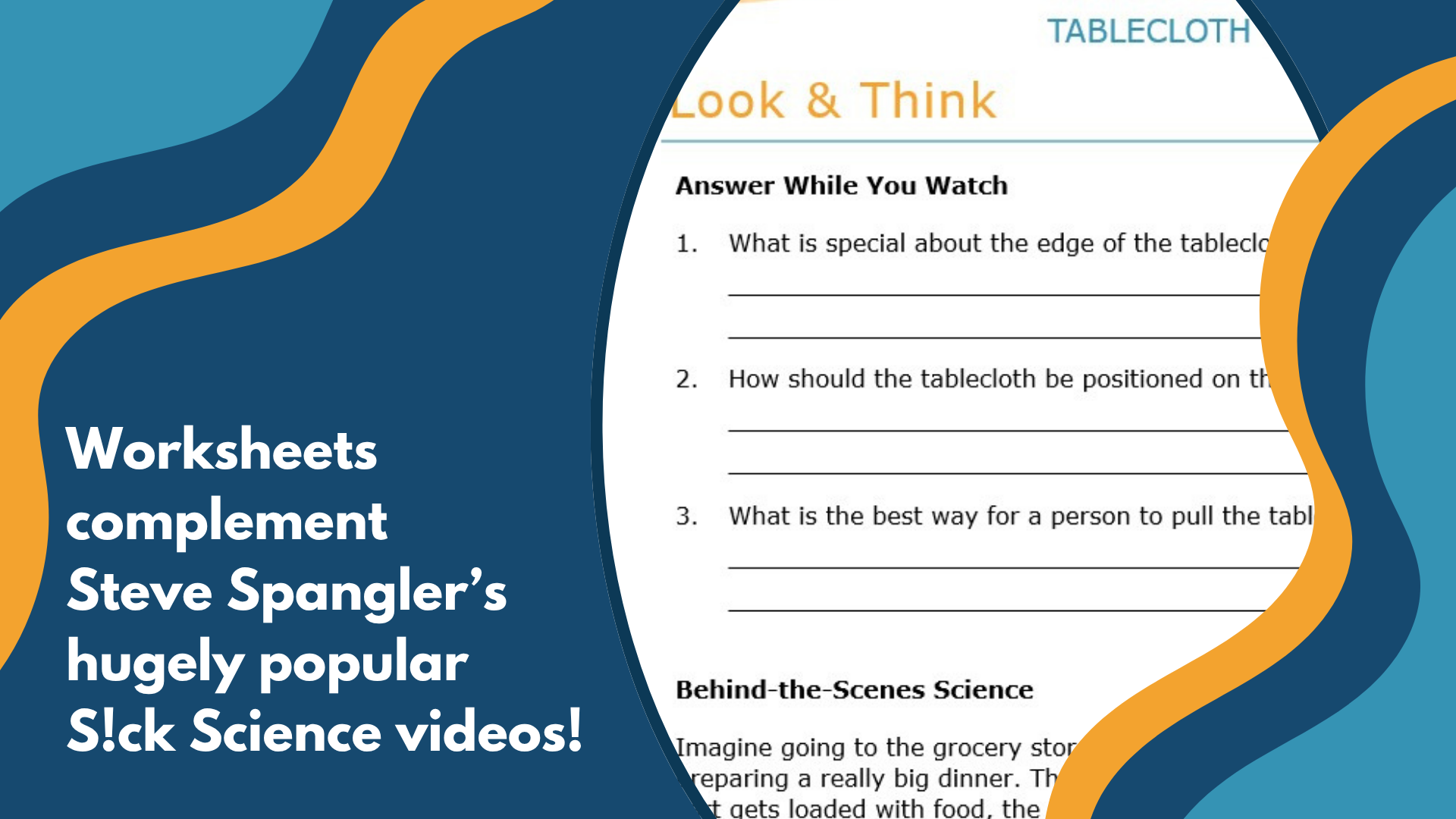 Tablecloth Trick - Spangler Video Worksheets with CER