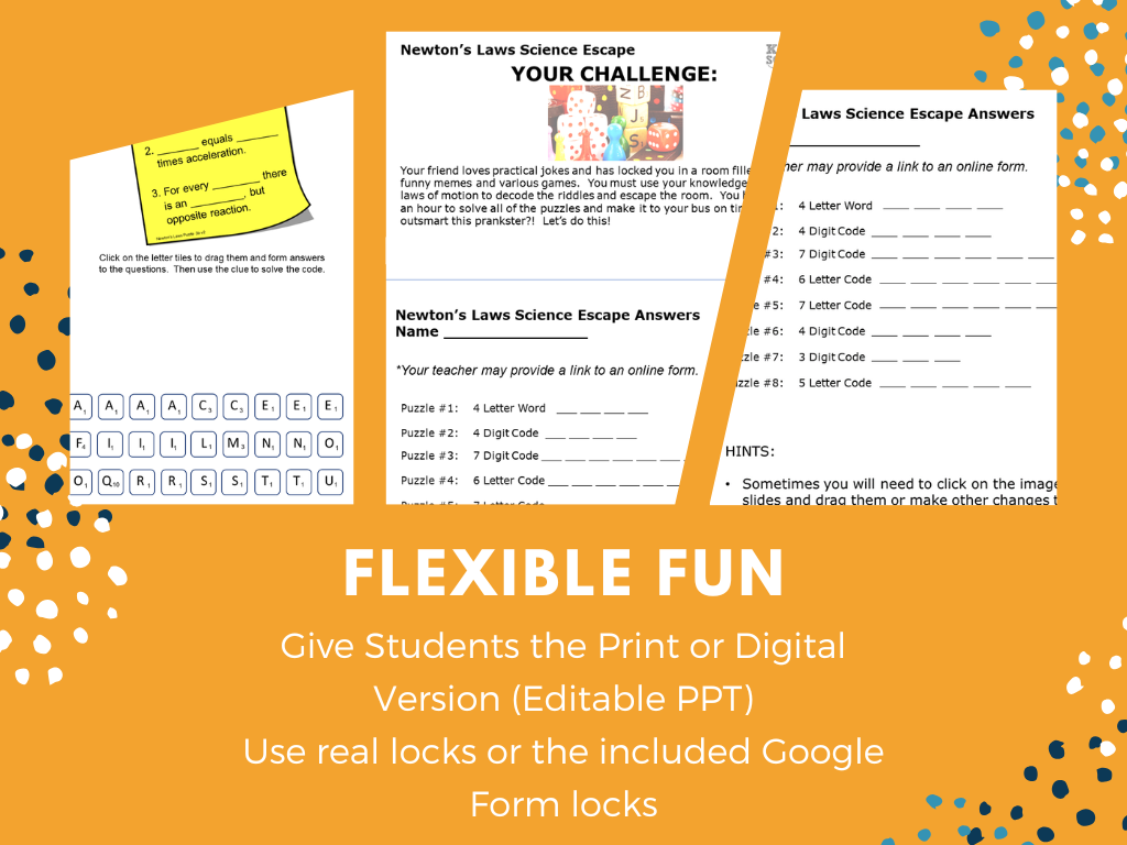 Newton's Laws Science Escape Room - 6th 7th 8th Grade Science Review Activity