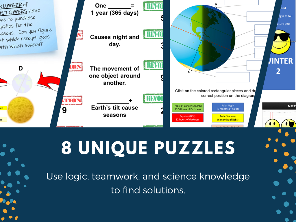 Seasons, Day & Night Escape Room - 6th 7th 8th Grade Science Review Activity