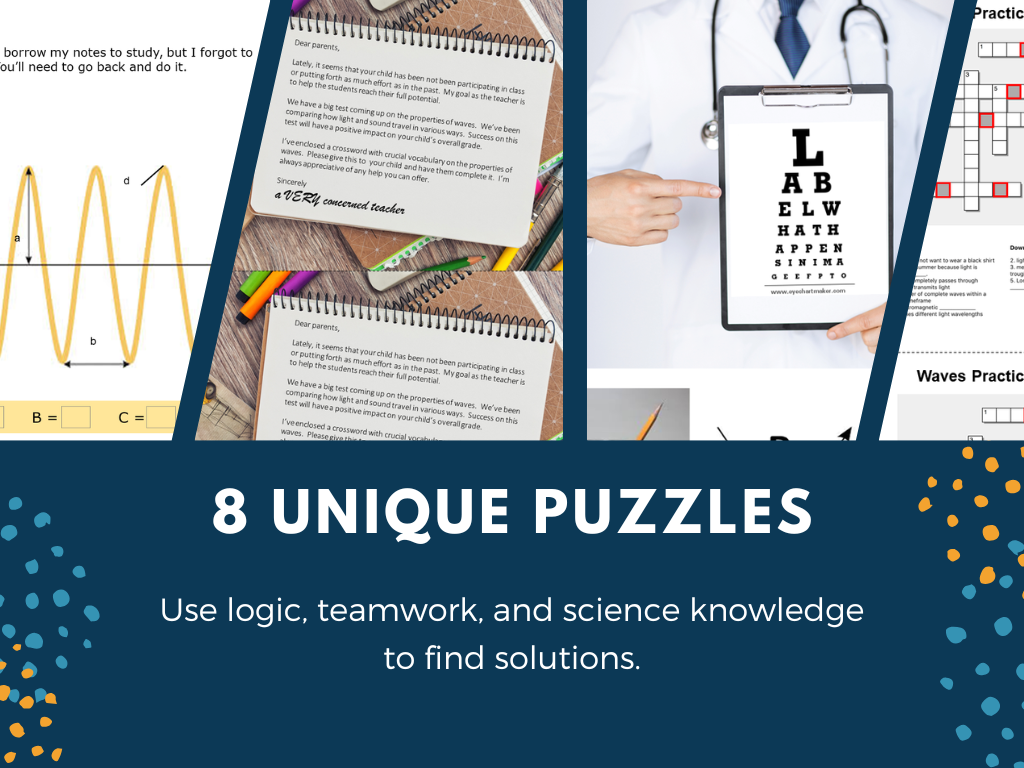 Waves Science Escape Room - 6th 7th 8th Grade Science Review Activity
