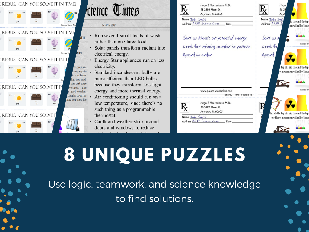 Energy Transformations Escape Room - 6th 7th 8th Grade Science Review Activity