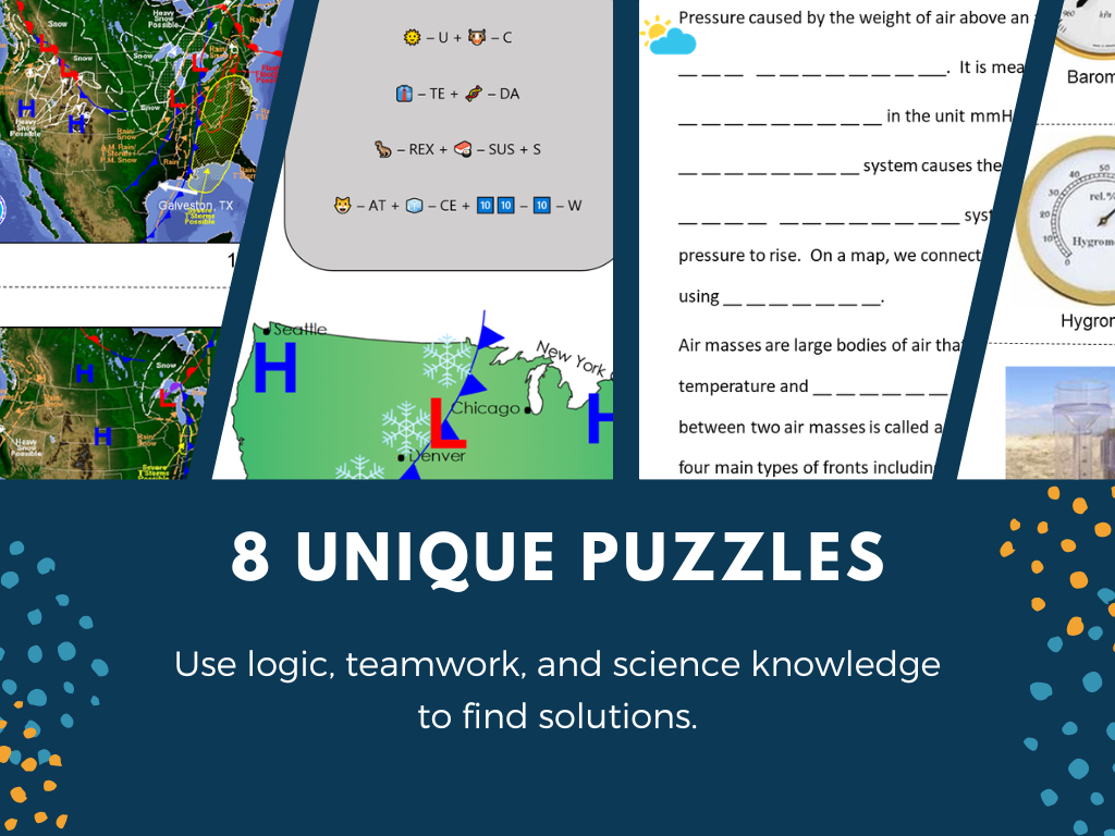 Weather Escape Room - 6th 7th 8th Grade Science Review Activity