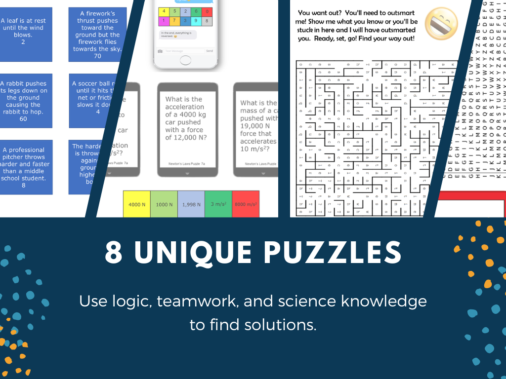Newton's Laws Science Escape Room - 6th 7th 8th Grade Science Review Activity