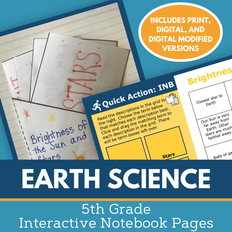 5th Grade Earth Science Interactive Notebook Set - Digital & Print INB