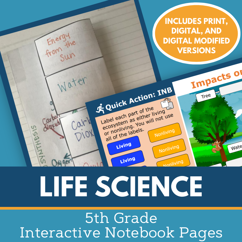 5th Grade Life Science Interactive Notebook Set - Digital & Print INB