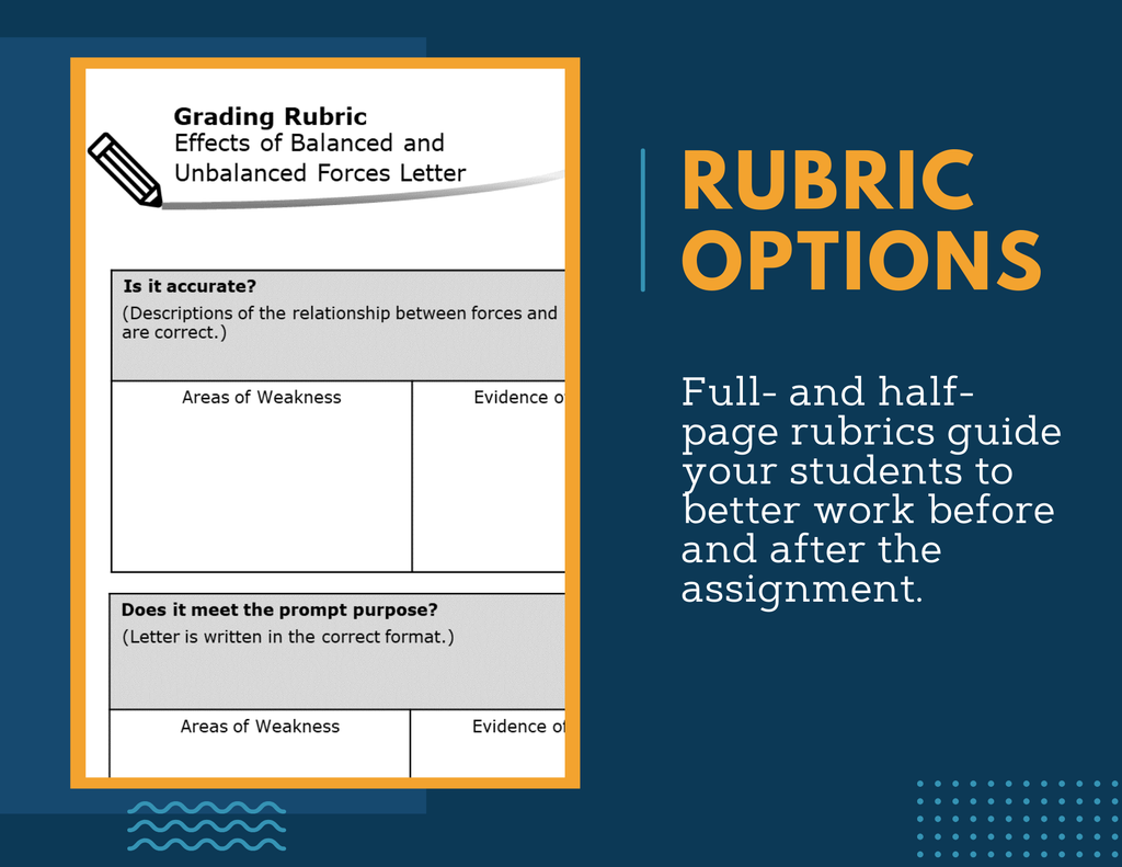 Writing Prompts - Effects of Balanced & Unbalanced Forces - 3rd Gr NGSS