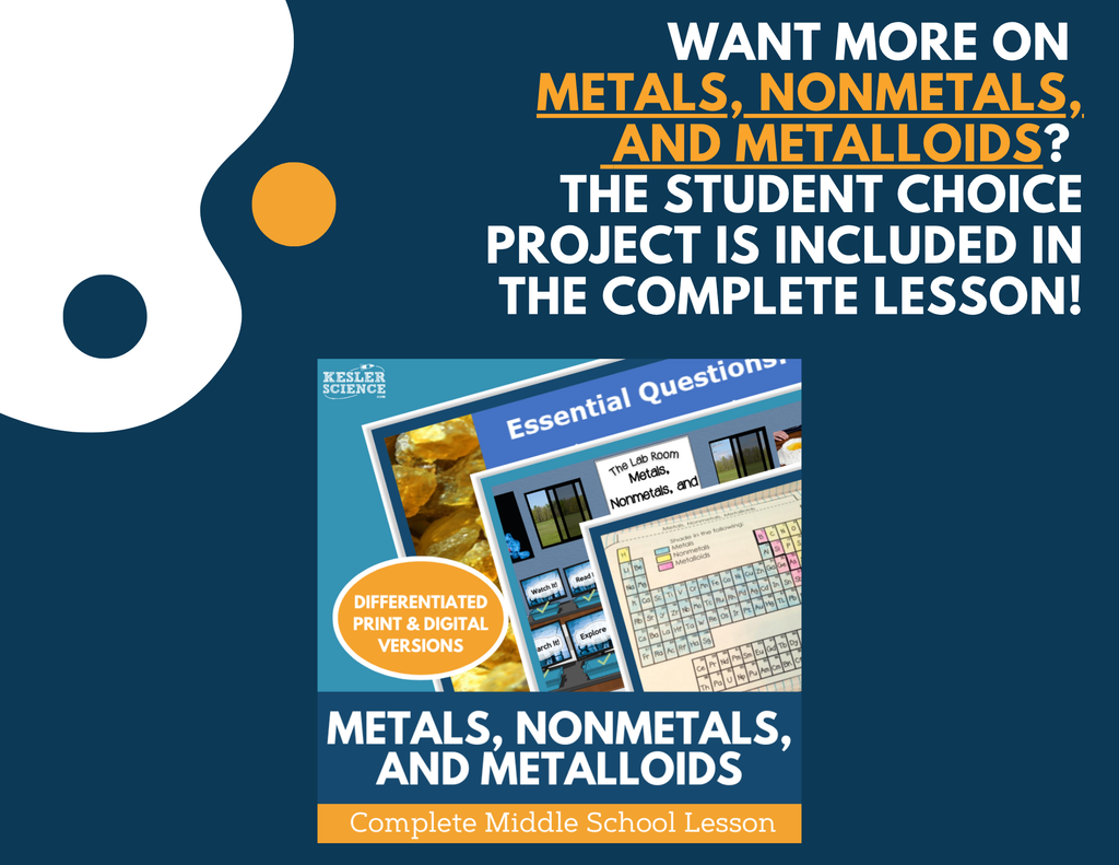 Metals, Nonmetals, & Metalloids - Student Choice Projects - MS