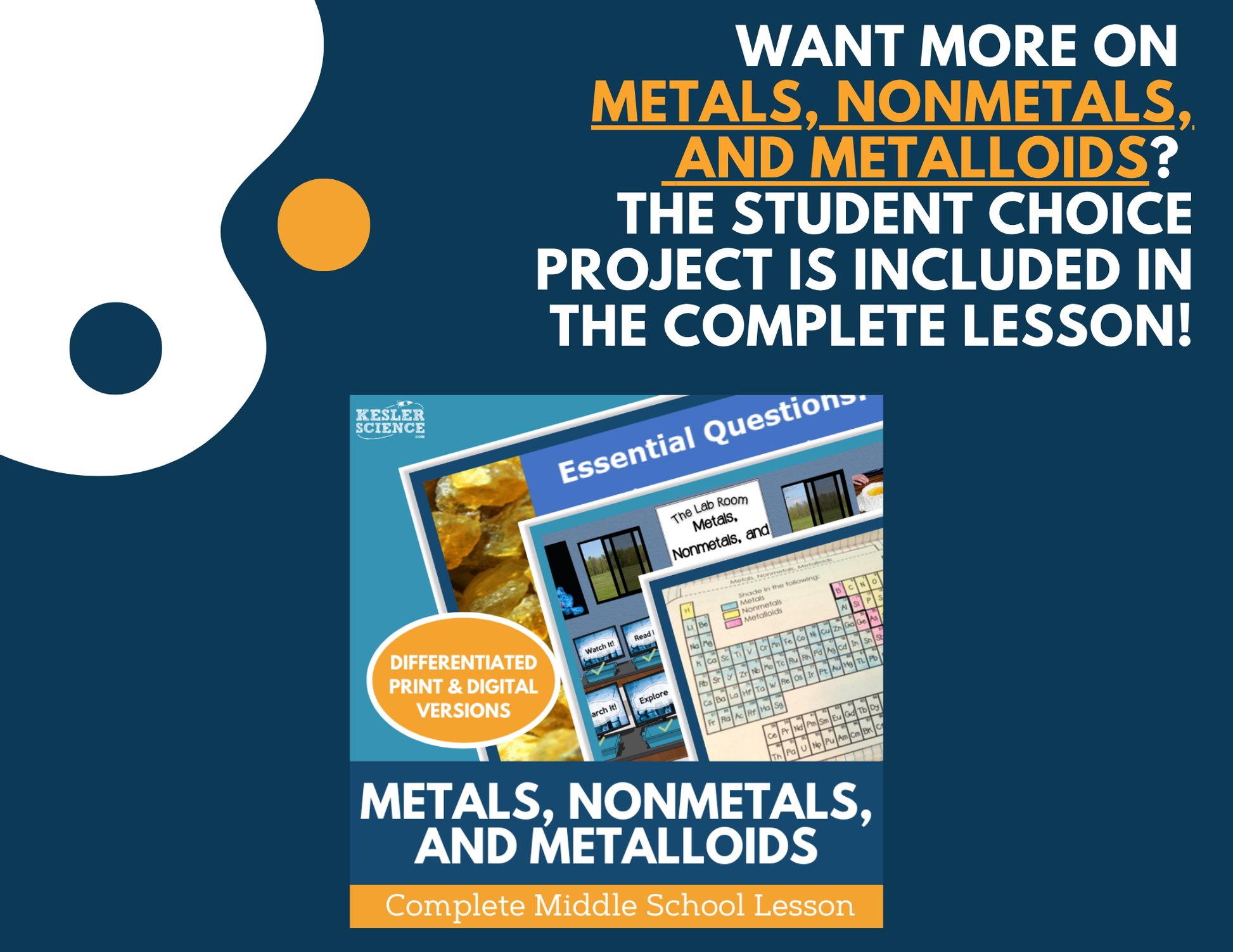 Metals, Nonmetals, & Metalloids - Student Choice Projects - MS