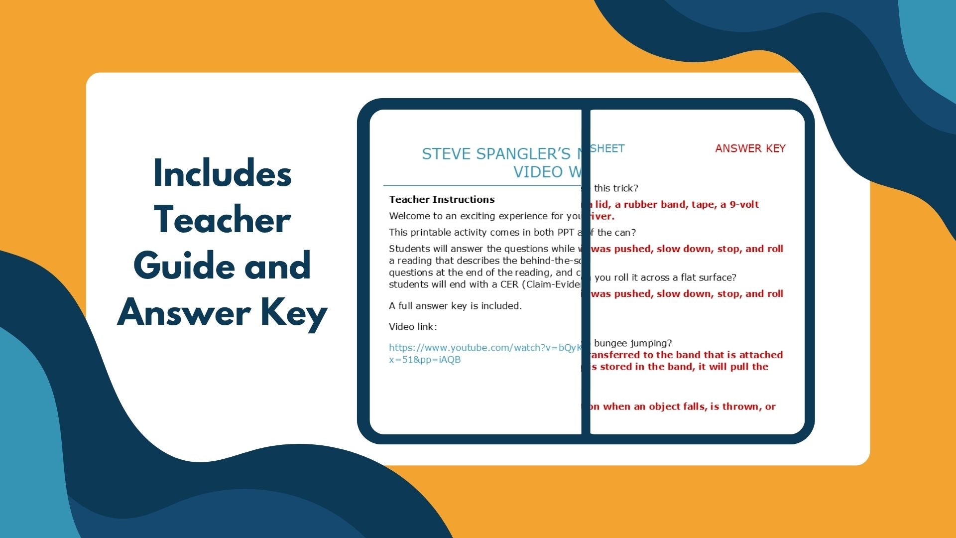 Magic Rollback Can - Spangler Video Worksheets with CER