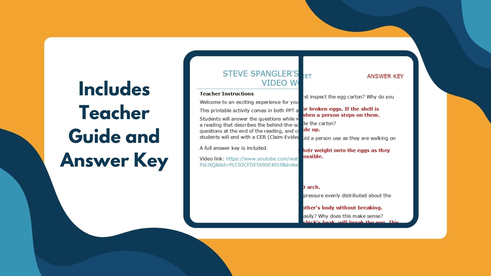 Walking on Eggs - Spangler Video Worksheets with CER