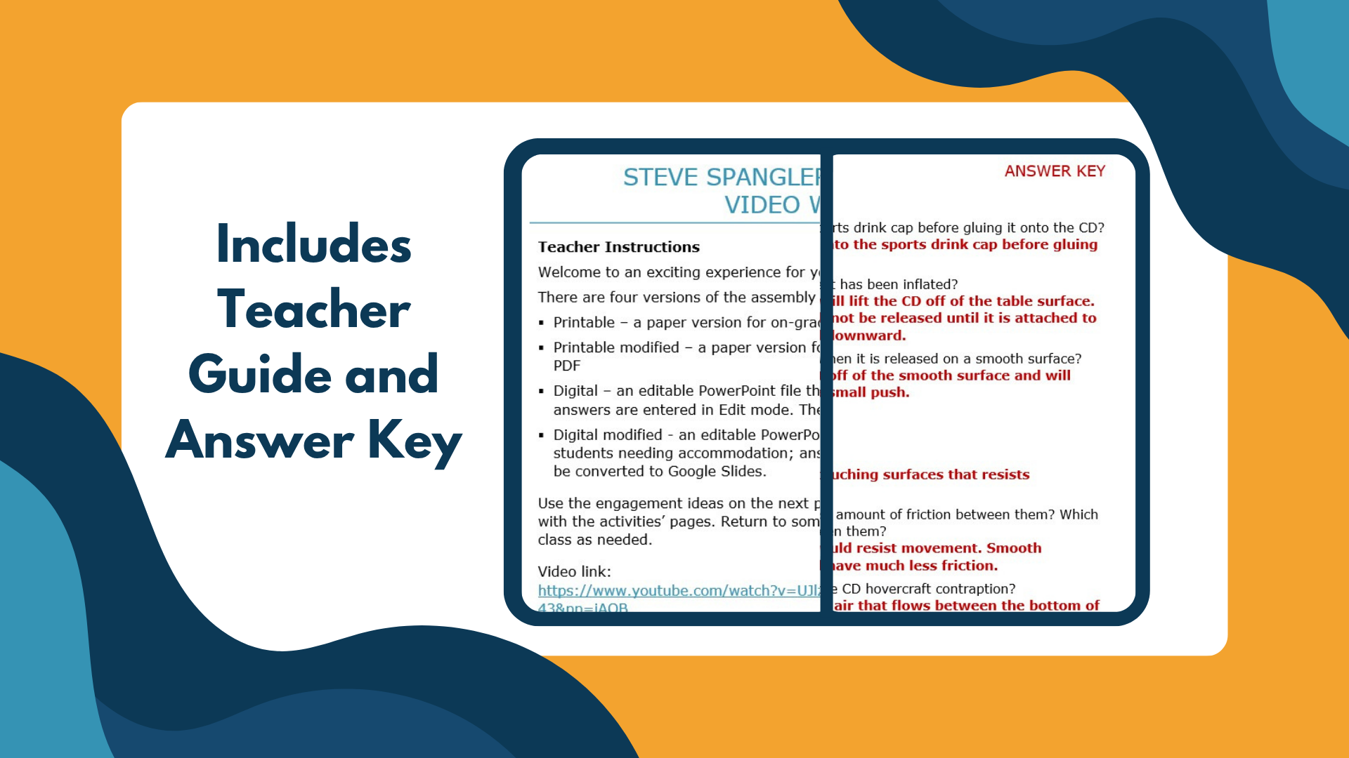 CD Hovercraft - Spangler Video Worksheets with CER
