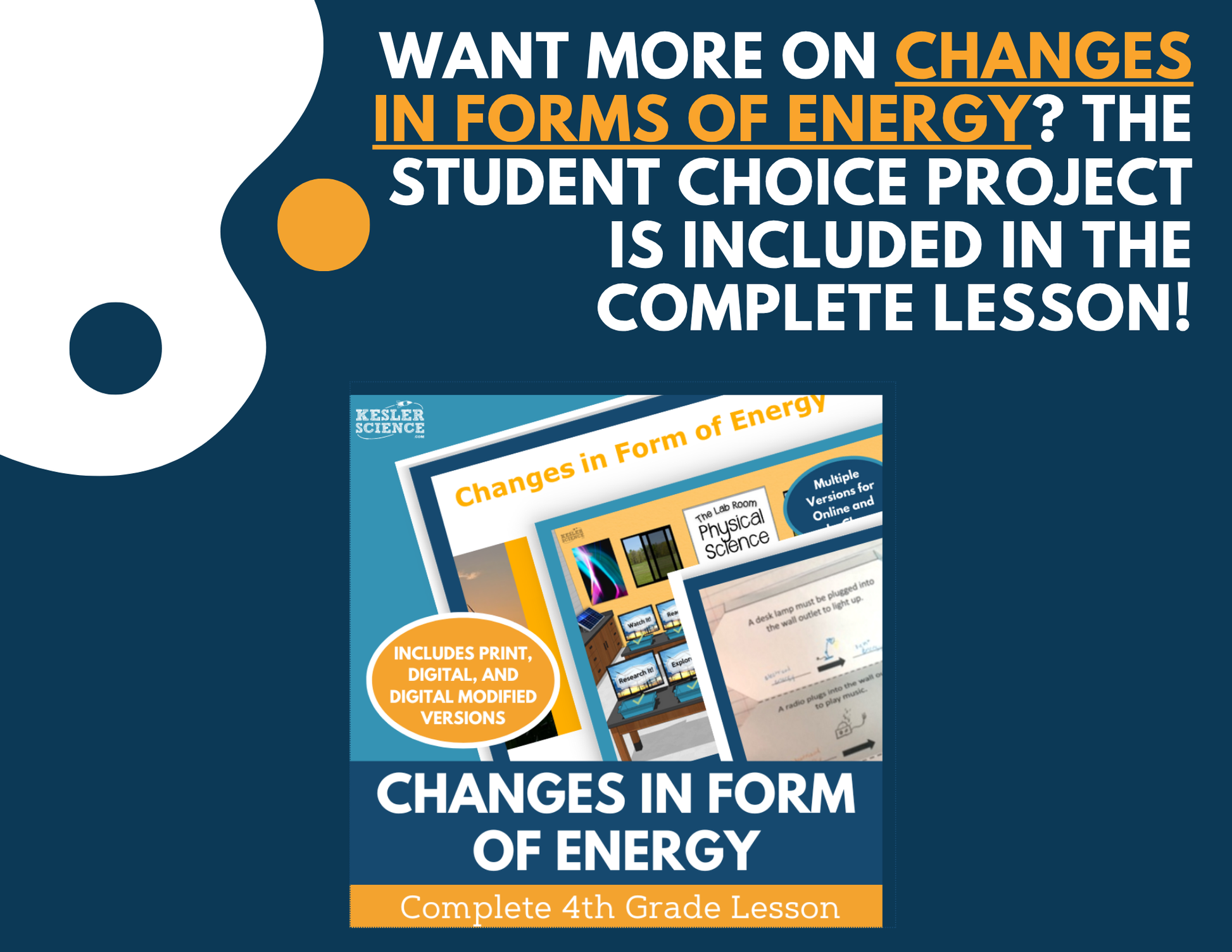 Changes in Forms of Energy - Student Choice Projects - 4th Grade