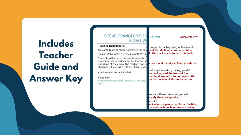Incredible Egg Geode - Spangler Video Worksheets with CER