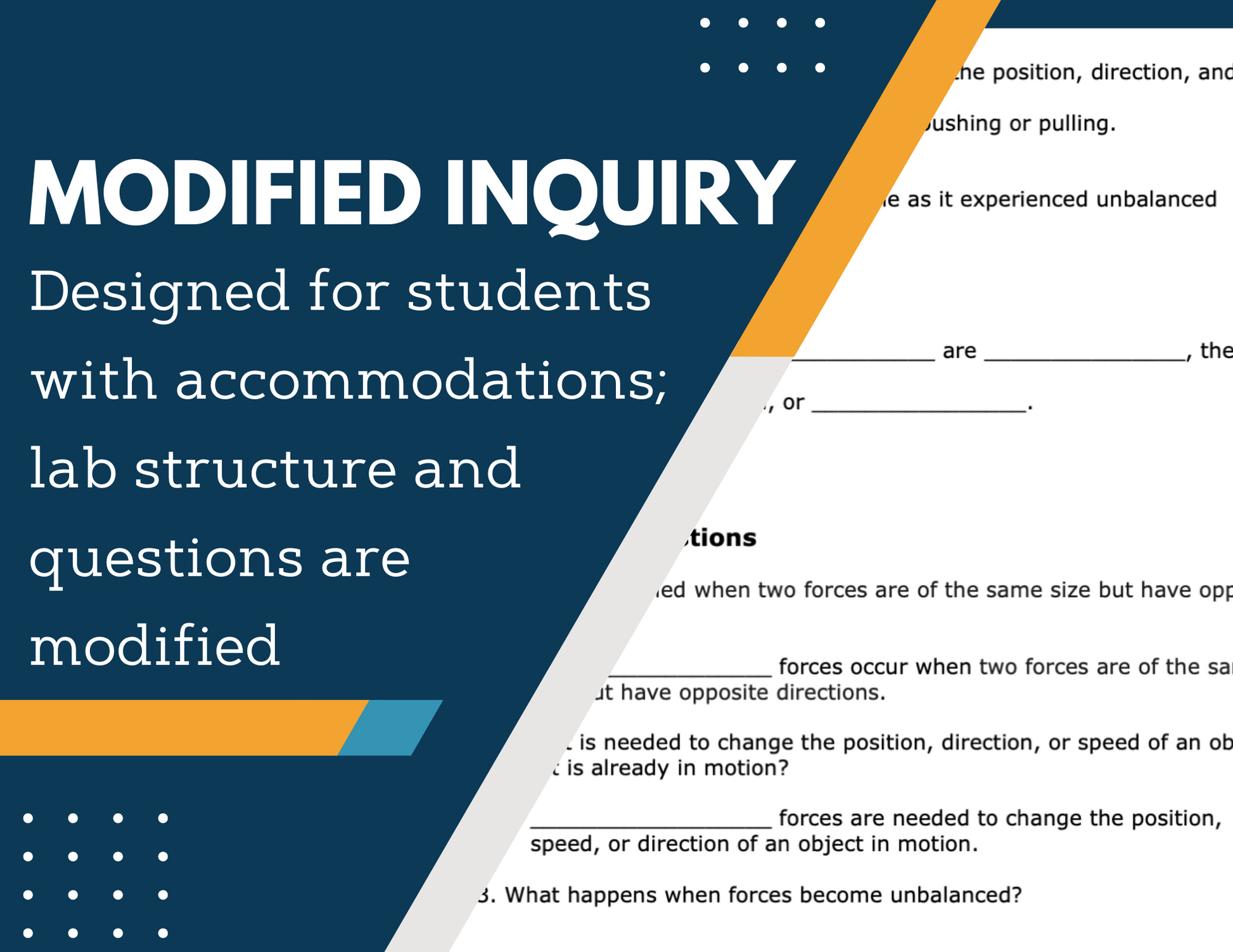 Balanced & Unbalanced Forces Inquiry Lab - MS 6-8 Science TEKS
