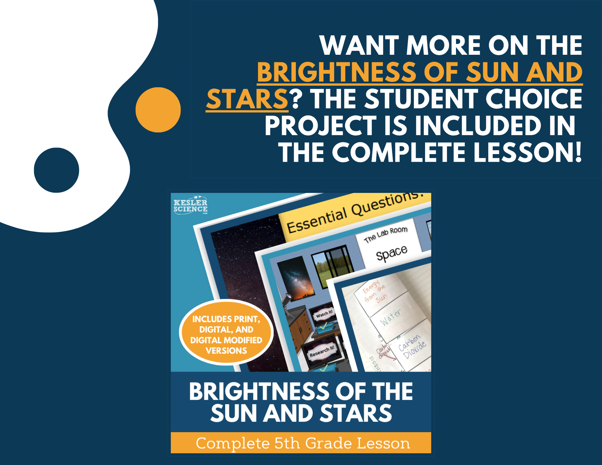 Brightness of the Sun & Stars - Student Choice Projects - 5th Grade