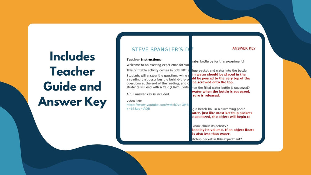 Diving Ketchup - Spangler Video Worksheets with CER