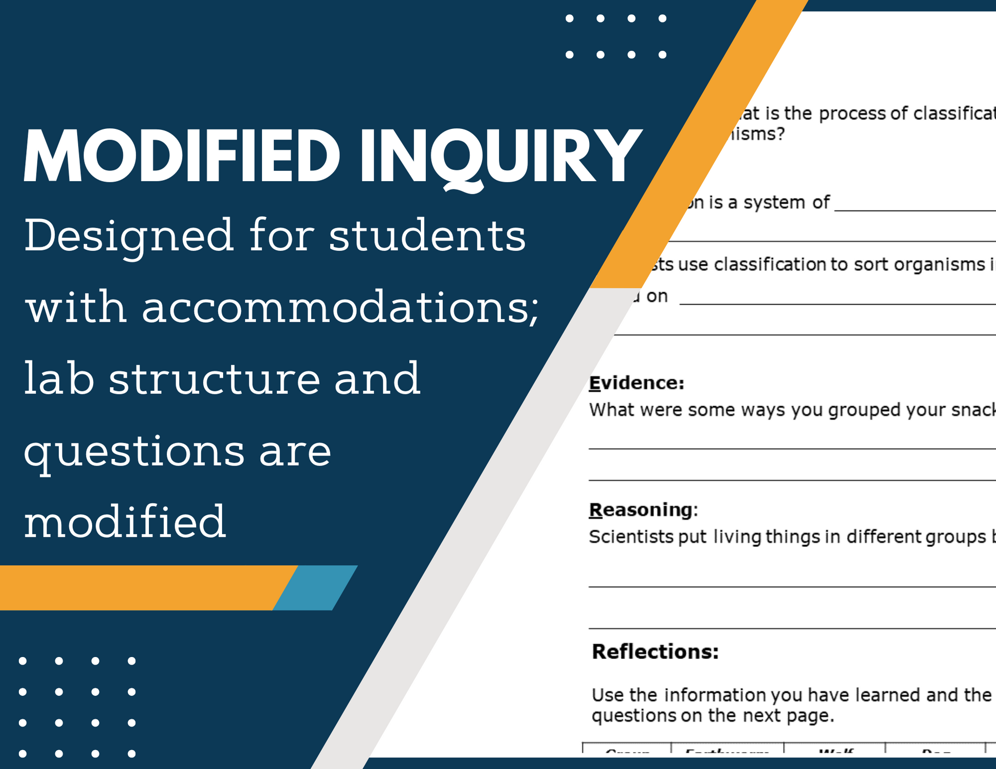 Classification Inquiry Lab - MS 6-8 Science