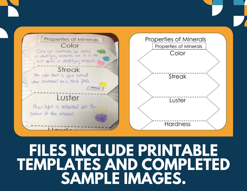 Properties of Minerals Interactive Notebook Pages - Paper INB - MS 6-8