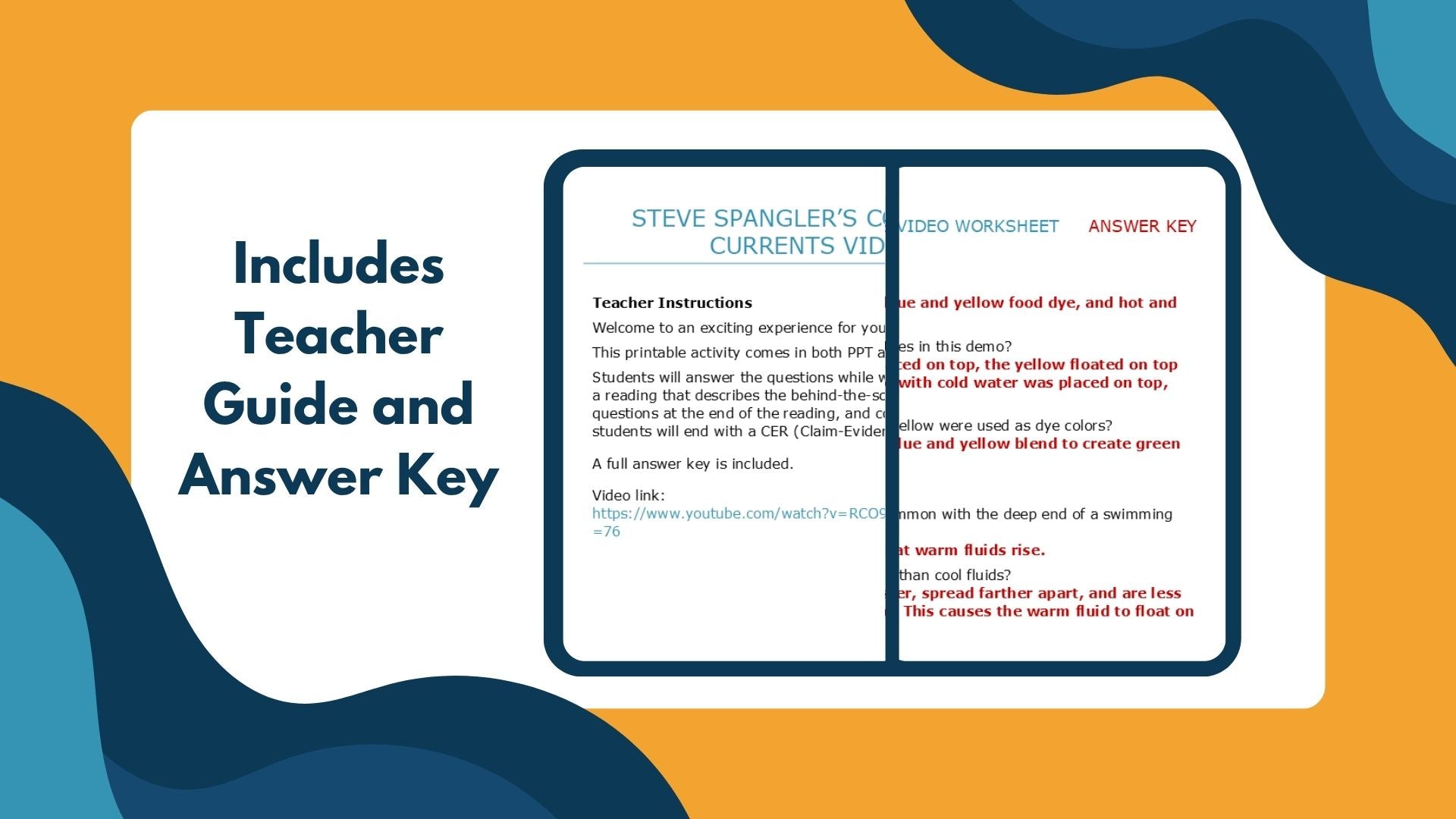 Colorful Convection Currents - Spangler Video Worksheets with CER