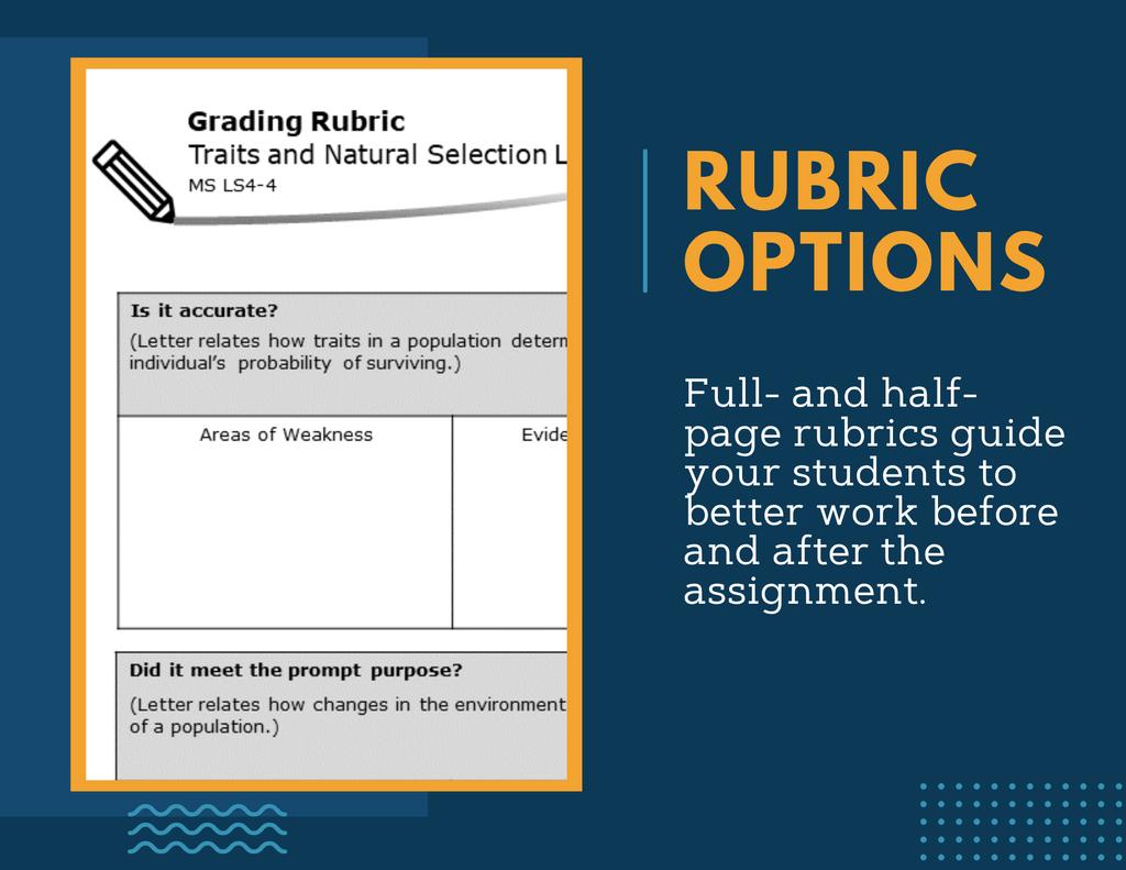 Writing Prompts - Traits & Natural Selection - MS 6-8 NGSS