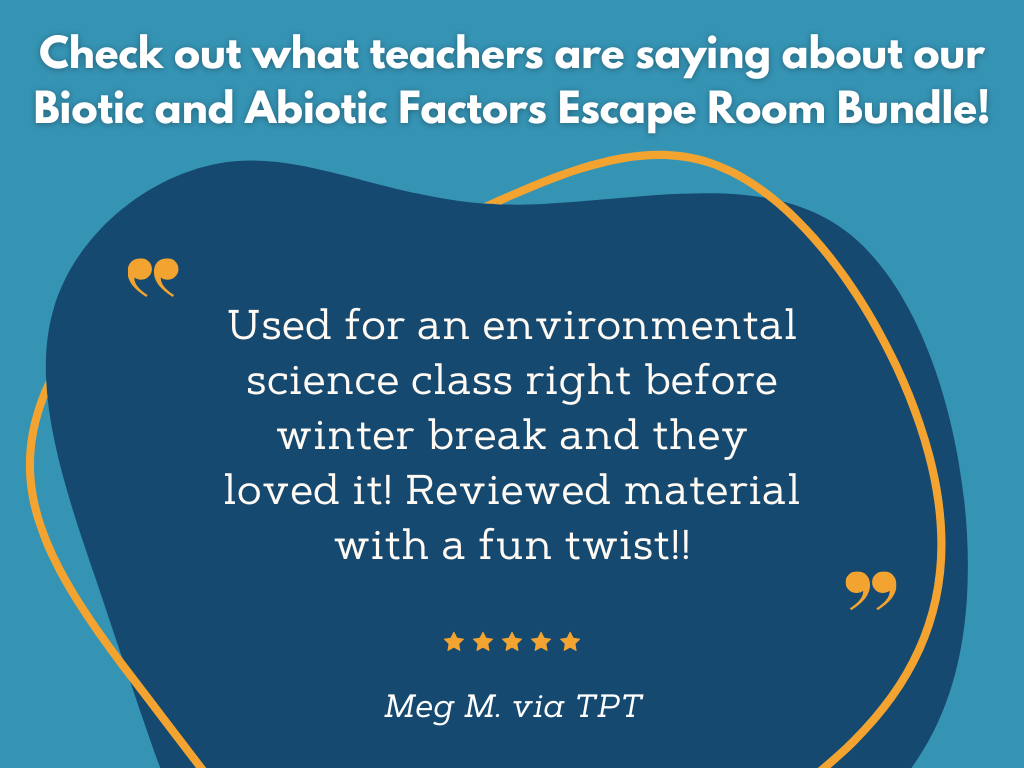 Biotic and Abiotic Factors Escape Room - 6th 7th 8th Gr. Science Review Activity