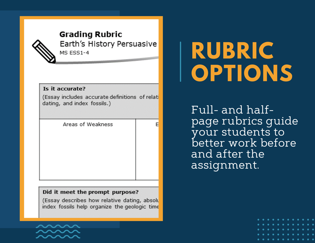 Writing Prompts - Earth's History - MS 6-8 NGSS