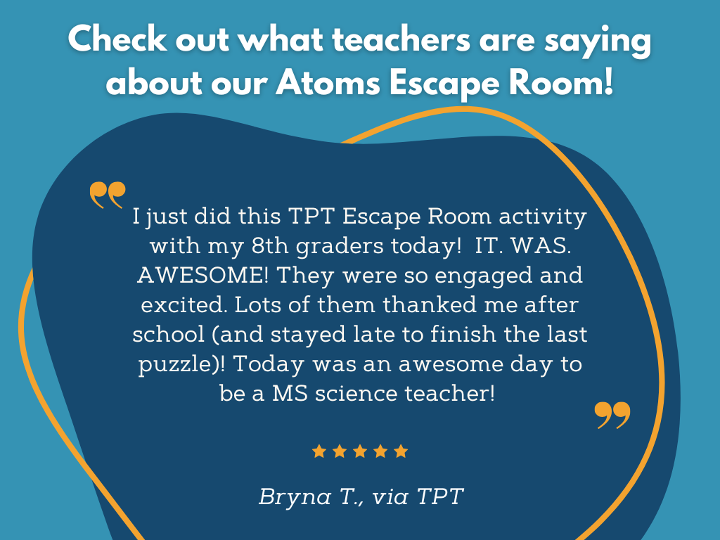 Atoms Escape Room - 6th 7th 8th Grade Science Review Activity