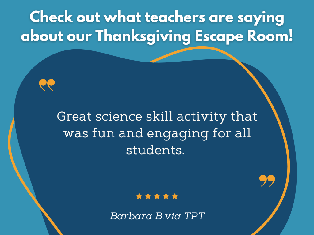 Thanksgiving Escape Room - 6th 7th 8th Grade Science Review Activity