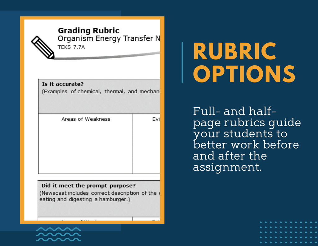 Writing Prompts - Organism Energy Transfer - MS 6-8