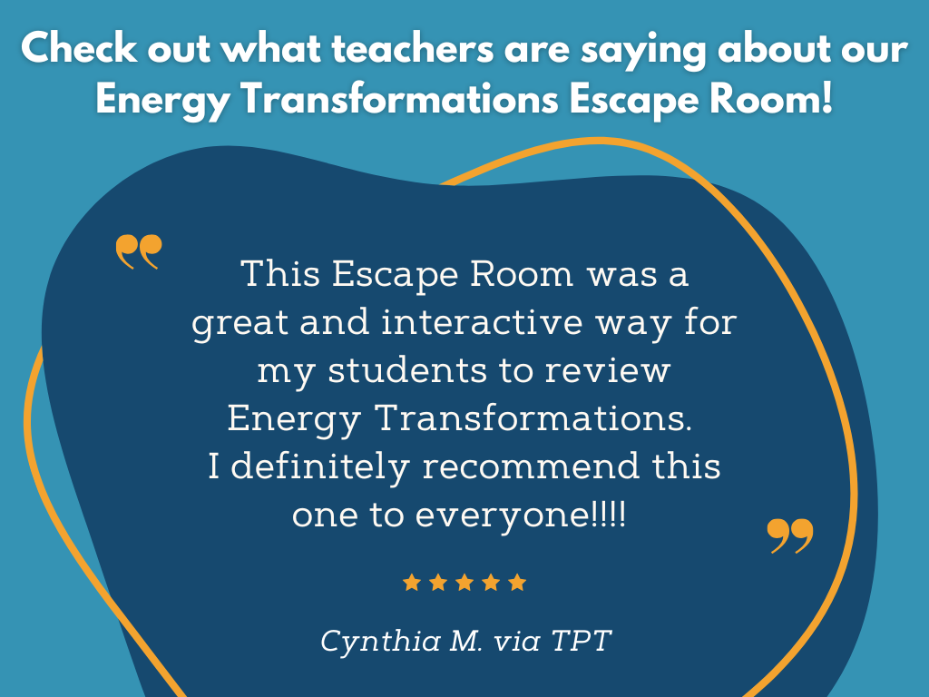 Energy Transformations Escape Room - 6th 7th 8th Grade Science Review Activity