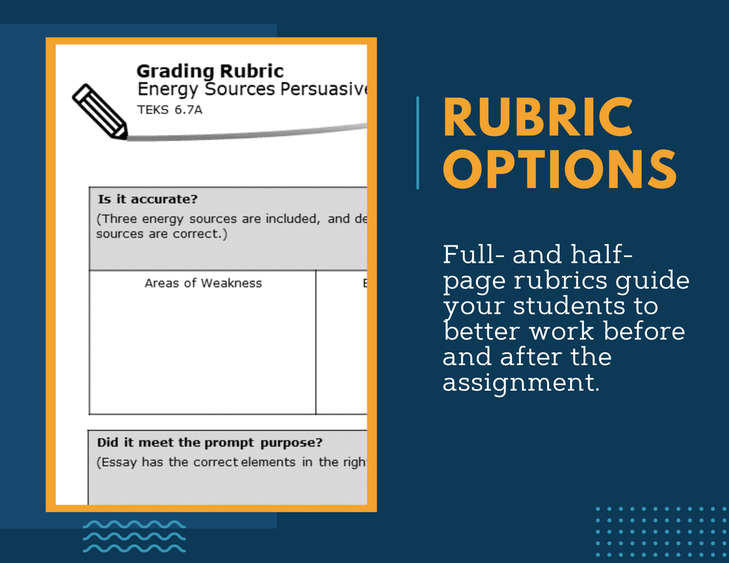 Writing Prompts - Energy Sources - MS 6-8